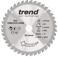 Trend Wood Mitre Saw Blade 210Mm X 25.4Mm X 40T CSB/CC21040B