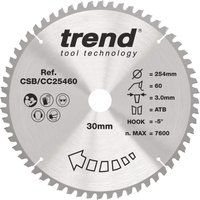 Trend Wood Mitre Saw Blade 254Mm X 30Mm X 60T CSB/CC25460