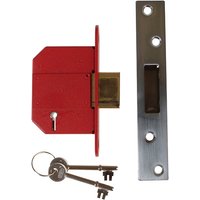 Union J2100S-SC-2.5 Strongbolt 2100S Bs 5 Lever Mortice Deadlock 68Mm 2.5In Satin Chrome Box