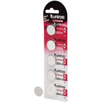 Uniross Lithium Coin Cell Cr2016 Batteries (Pack Of 5) Pk 1 21598