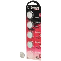 Uniross Lithium Coin Cell Cr2025 Batteries (Pack Of 5) Pk 1 21599