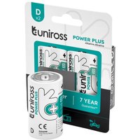 Uniross Lr20 D Power Plus Alkaline Batteries (Pack Of 2) Pk 1 21616