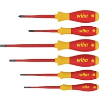 Wiha Softfinish Slimfix 6 Piece VDE Insulated Slotted / Phillips Screwdriver Set