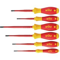 Wiha Softfinish Slimfix 6 Piece VDE Insulated Slotted / Pozi Screwdriver Set