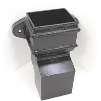 Cast Iron Square Downpipe Eared Anti-Splash Shoe - 100mm Black