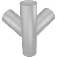 Aluminium Round Swaged Downpipe Double Branch - 112.5 Degree x 63mm PPC Finish
