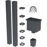 Galeco Square Steel Hopper andamp; Downpipe Kit Grey - 80mm Diameter