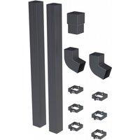 Galeco Square Steel Offset Downpipe Kit Grey - 80mm Diameter