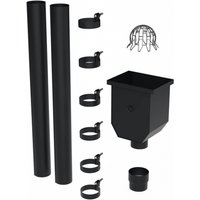 Galeco Steel Round Hopper andamp; Downpipe Kit Black - 87mm Diameter