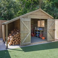 Forest Garden Tongue andamp; Groove Apex Shed – Double Door with Log Store – 10and#039; x 8and#039; Forest Garden Tongue andamp; Groove Apex Shed – Double Door with Log Store – 10and#039; x 8and#039;