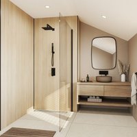 Wetwall Mermaid Bathroom Shower Wall Panel English Oak 2420 x 900mm Square Edged Panel, Brown