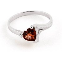 Click to view product details and reviews for Garnet Signature Textured Heart Ring in 18ct White Gold.
