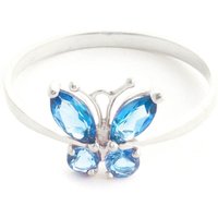 QP Jewellers Get 85% Off Blue Topaz Mariah Butterfly Ring Crafted in Sterling Silver