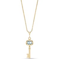 Click to view product details and reviews for Aquamarine Athens Key Charm Pendant Necklace in 9ct Gold.