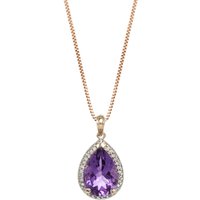 Click to view product details and reviews for Amethyst Diamond Cerise Prominent Halo Pendant Necklace In 9ct Rose Gold. Click to view product details and reviews for Amethyst Diamond Cerise Prominent Halo Pendant Necklace In 9ct Rose Gold.