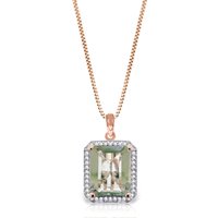 Click to view product details and reviews for Green Amethyst Diamond Lilibet Signature Halo Pendant Necklace In 9ct Rose Gold. Click to view product details and reviews for Green Amethyst Diamond Lilibet Signature Halo Pendant Necklace In 9ct Rose Gold.