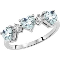 Click to view product details and reviews for Aquamarine Diamond Victoria Trio Heart Ring in Sterling Silver.