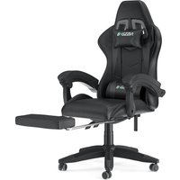 Ergonomic Gaming Chair 155¡ã Reclining Swivel Chair with Headrest Footrest Lumbar Support PU Leather Office Chair Black