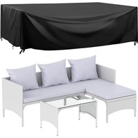 3 Pieces Garden Lounge Sofa Set Rattan Furniture with Cushions Protective Cover Grey