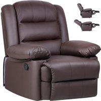 Armchair PU Leather Recliner Chair 110¡ã-160¡ã Manual Reclining Sofa with Padded Backrest Seat Retractable Footrest Brown