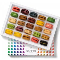 Box of 25 French Macarons Raspberry, Chocolate, Caramel, Pistachio, Orange, Mango, Vanilla, Rose, Coconut etc. Handmade in France