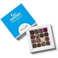 Luxury chocolate box, 16 chocolates selected by Les Frenchies. High-end gourmet chocolates presented in an elegant gift box.