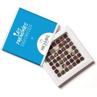 Luxury chocolate box, 49 chocolates selected by Les Frenchies. High-end gourmet chocolates presented in an elegant gift box.