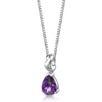 Amethyst Teardrop Pendant Necklace in Sterling Silver