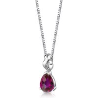 Ruby Teardrop Pendant Necklace in Sterling Silver