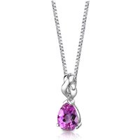 Pear Cut Pink Sapphire Pendant Necklace in Sterling Silver