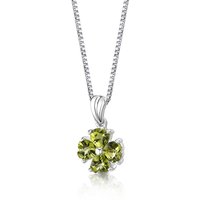 Peridot Heart to Heart Cuatro Pendant Necklace in Sterling Silver