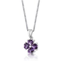 Amethyst Heart to Heart Cuatro Pendant Necklace in Sterling Silver