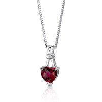 Heart Shaped Ruby Pendant Necklace in Sterling Silver