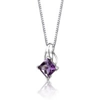 Princess Cut Amethyst Pendant Necklace in Sterling Silver