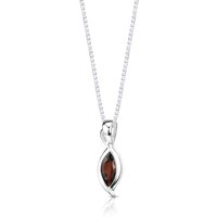 Marquise Cut Garnet Pendant Necklace in Sterling Silver