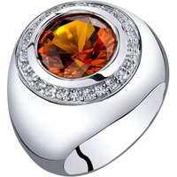 Mens Cognac Sapphire and CZ Triumph Halo Ring in Sterling Silver