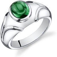 Mens Emerald Cabochon Ring in Sterling Silver