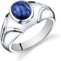 Mens Sapphire Cabochon Ring in Sterling Silver