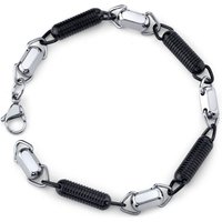 Men's Unique Silver-Tone Coil Link Bracelet in Stainless Steel