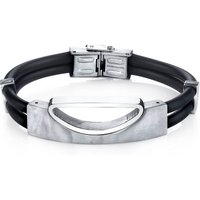 Mens Art Deco Silicon Bracelet in Stainless Steel
