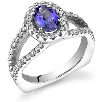 Tanzanite and Diamond Bejewel Split Band Ring in 9ct White Gold