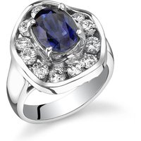 Sapphire and Diamond Bejewel Asymmetric Grandiose Ring in 9ct White Gold