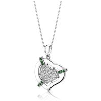 Tsavorite and Diamond Love Cuff Pendant Necklace in 9ct White Gold