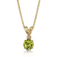 Peridot and Diamond Petite Intuition Pendant Necklace in 9ct Gold