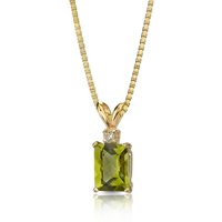 Peridot and Diamond Flourish Pendant Necklace in 9ct Gold