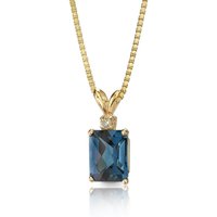 London Blue Topaz and Diamond Flourish Pendant Necklace in 9ct Gold