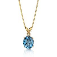 London Blue Topaz and Diamond Bejewel Pendant Necklace in 9ct Gold