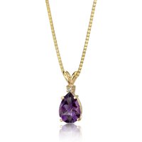 Amethyst and Diamond Impressive Modest Pendant Necklace in 9ct Gold