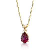 Ruby and Diamond Petite Modest Pendant Necklace in 9ct Gold