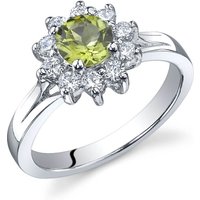 Peridot and CZ Intuition Floral Ring in Sterling Silver
